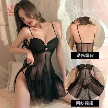 Новая сексуальная сетчатая ночная сорочка Meilikou с завязками, горячий костюм-ночная сорочка с открытой спиной и маленькой грудью, женский 1958 M