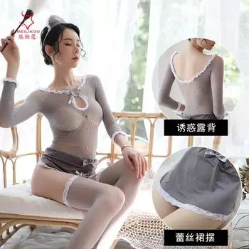 Meilikou Sexy Seduction Open Crotch Цельный сетчатый матросский костюм полицейская стюардесса студентка ночной клуб юбка поколение 7590 one size fits all