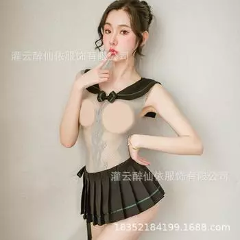 Meilikou женское эротическое нижнее белье сетчатые носки цельный студенческий костюм большой размер сексуальная мини-юбка униформа соблазнительный костюм One Size