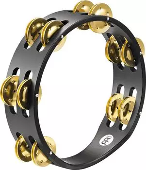 MEINL Percussion Compact Wood Tambourine Solid Brass Jingles 2rows CTA2B-BK []