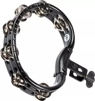 MEINL Percussion Traditional ABS Tambourine Steel Jingles Black TMT2BK []