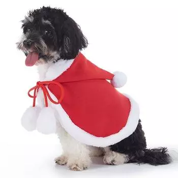 Meiqi Supplies Pet Supplies Fashion Christmas Clothes Polyester Style Transformation Funny Cat Clothing Cape PF103 Christmas cloak Red L