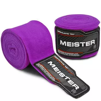 Meister Adult Hand Wraps for MMA Boxing Purple 180 (457cm) Semi-Elastic & (Pair) - фиолетовый