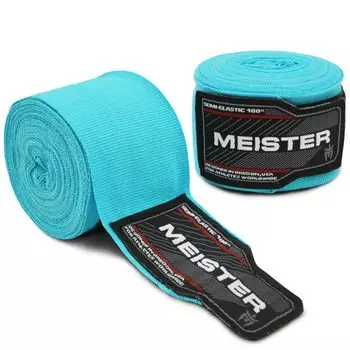Meister Adult Hand Wraps for MMA Boxing Turquoise 180 (457cm) Semi-Elastic & (Pair) - бирюзовый