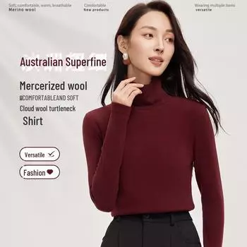 Meiyabi Women s Wool Turtleneck, Piled Collar Warm Slim-fit Long-Sleeve Korean-Style Top M