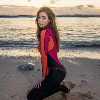 Meiyier Термокостюм для дайвинга, женский цельный утепленный купальник с длинными рукавами, костюм для серфинга и сноркелинга, костюм «Медуза» L чёрный