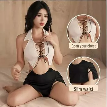 Meiyujia Сексуальное Секретарское Белье: Кружевная пижама Temptation и юбка для ролевых игр One Size