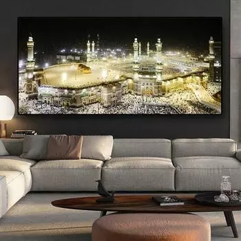 Мекка исламский священный пейзаж холст картины мусульманская мечеть плакаты и принты настенные художественные картинки для украшения дома без рамки 20*40cm
