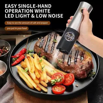 Мельница для измельчения специй со светодиодной подсветкой, электрическая мельница для соли и перца с батарейным питанием, шейкер