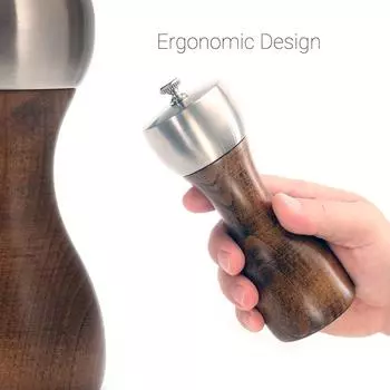 Мельница для перца из бука премиум-класса - мельница для соли и перца - прецизионный ротор из углеродистой стали. Подходит для перца горошком, морской соли, черного перца.