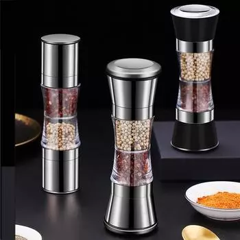 Мельница для перца из нержавеющей стали, мельница для перца, регулируемая степень грубости, ручные ручки, соляная мельница, многоразовая перечница, солонки