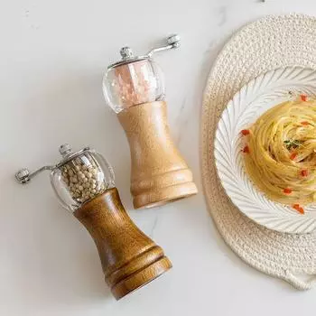 Мельница для перца Многофункциональная ручная мельница Мельница для морской соли, перца, тмина Твердая деревянная кухня Твердая приправа Инструменты