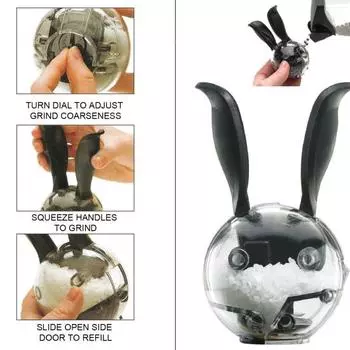 Мельница для перца Yousheng, мельница для соли, регулируемая грубость помола, шейкер для специй в форме кроличьего ушка, легкоочищаемые мельницы для домашней кухни, ресторана чёрный