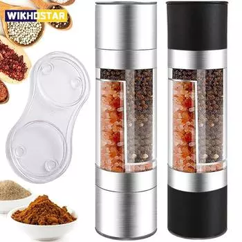 Мельница для соли и перца 2 в 1, ручная мельница из нержавеющей стали для соли и перца с регулируемой керамической мельницей для специй, кухонный инструмент PP