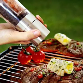 Мельница для соли и перца 2 в 1, ручная мельница из нержавеющей стали для соли и перца с регулируемой керамической мельницей для специй, кухонный инструмент