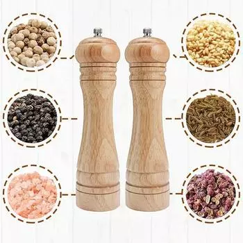 Мельница для соли и перца деревянная многоразовая перечная прочная регулируемая степень помола удобная для приготовления пищи сервировки и гриля