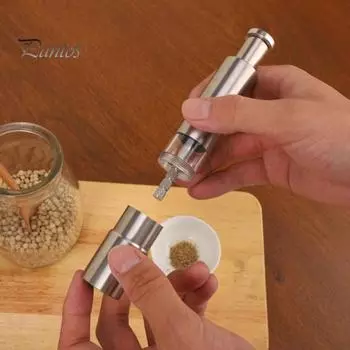 Мельница для соли и перца из нержавеющей стали, многоразовая мельница для перца с кнопкой насоса для черного перца, морской соли, специй серебряный