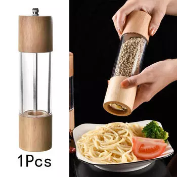 Мельница для соли и перца, прозрачная бутылка для кухонного барбекю с регулируемой степенью помола 16.5x5cm