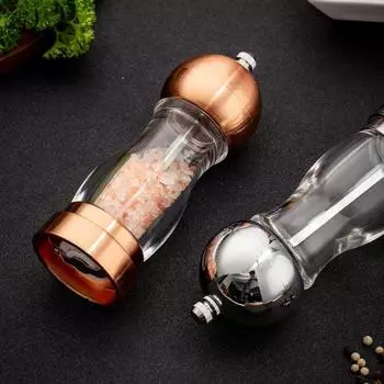 Мельница для соли и перца, шейкер, регулируемая мельница грубого помола, прозрачный акриловый флакон для визуального помола, розовое золото, кухонные принадлежности розового золота