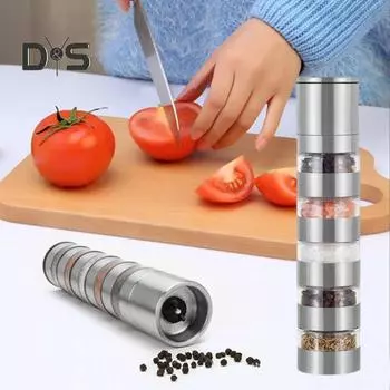 Мельница для специй из нержавеющей стали, портативный дорожный набор для специй, 5-в-1, модульные контейнеры для специй, мельница для соли и перца для кемпинга, кухни, путешествий на открытом воздухе 5-Layers