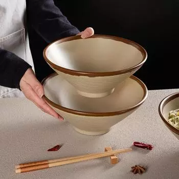 Меламиновая миска для супа рамен, большая емкость для рисовой лапши, миски для ресторана, имитация фарфорового контейнера для еды, кухонная посуда