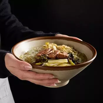 Меламиновая миска для супа рамен, большая емкость для рисовой лапши, миски для ресторана, имитация фарфорового контейнера для еды, кухонная посуда