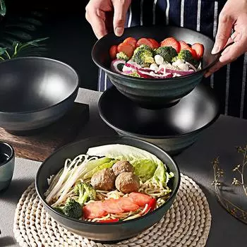 Меламиновая японская миска для лапши, пластиковая, многоразмерная, большая миска для рамена, миска для супа, утолщенная миска для риса, кухонная утварь, инструменты