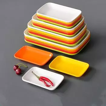Меламиновая тарелка для рисовой лапши, коммерческая прямоугольная тарелка, антипригарная тарелка для барбекю, поднос для еды, кухонная утварь для дома