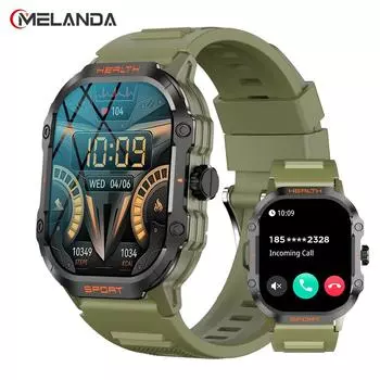 MEVADEN 2,01-дюймовый AMOLED-экран Bluetooth Call Мужские умные часы Спортивный фитнес-трекер Монитор здоровья Умные часы HK24 зелёный