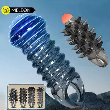 MELEON Мягкий эластичный удлинитель для пениса, отсроченная эякуляция, презервативы, удлинитель для члена, увеличение члена, насадки для взрослых, секс-игрушки для мужчин