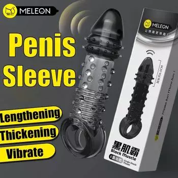 MELEON Удлинители для пениса Презервативы для мужчин Задержка увеличения Вибраторы Массажеры для клитора Кольцо для пениса Вибрационный чехол для пениса Секс-игрушки для мужчин Normal