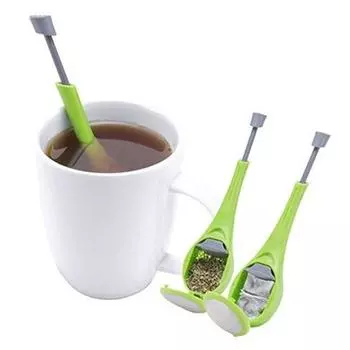 Мелкая сетка для заварки чая, силиконовая ручка, пресс, чайная посуда, дизайн сита, инструменты, ситечко для дома зелёный