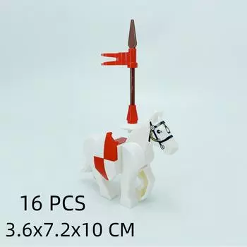 Мелкие Частицы Средневековое Древнее Оружие Война Военная Палатка Смотровая Платформа Разборка Боевой Конь Конструктор Сцена
