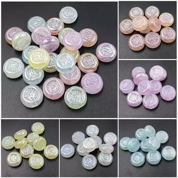 Мелкие сверкающие свободные бусины 16 мм DIY аксессуары Abacus тисненые ювелирные изделия изготовление двухсторонних УФ-материалов мода 10 шт акрил жёлтый