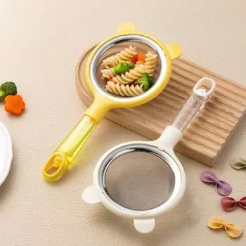 Мелкоячеистое сито с пластиковой ручкой, сито для пищевой муки, инструмент для детского питания L белый