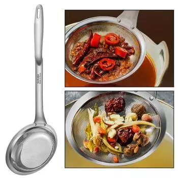 Мелкоячеистый сетчатый фильтр для снятия жирной пены с масляного фильтра Ложка-скиммер премиум-класса Мелкоячеистый сетчатый фильтр с длинной ручкой Многоцелевой быстрый дуршлаг S