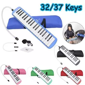 Мелодика 32/37 клавиш с мундштуком, чехол для шланга, музыкальный инструмент 32 Key красный