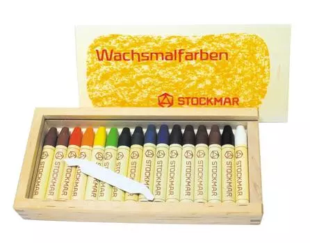 Мелок Stockmar Beeswax Stick 16 цветов в деревянной коробке ST32502 японский [подлинный продукт]