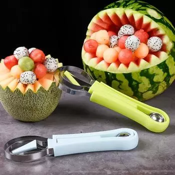 Melon Baller Scoop Set Professional 4 In 1 Stainless Steel Watermelon Cutter Fruit Carving Tools Set Fruit Scooper Seed Remover синий