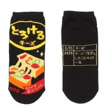 Melting Cheese Pattern Made in Japan Sneaker Length Ankle Length Socks for Women [Funny Socks] 22-25cm чёрный