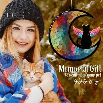 Мемориал для домашних животных «Ловец солнца», персонализированный мемориальный кулон для домашних животных, украшение для акрилового окна, подвесной «Ловец солнца» для кошек и собак Cat