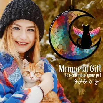Мемориал для домашних животных «Ловец солнца», персонализированный мемориальный кулон для домашних животных, украшение для акрилового окна, подвесной «Ловец солнца» для кошек и собак Cat