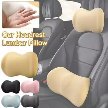 Memory Cotton Neck Pillow Car Seat Pillow Support Auto Lumbar Cushion Comfortable Breathable Car Headrest Girls Cute Interior