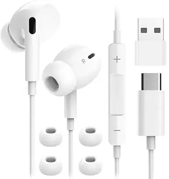 MEMS Karaoke Новый Совместимость с iPhone Noise Deep Clear Проводной Совместимость с iPad 10th Белые Наушники Type-C, Микрофон Type-C, [Версия 2025 г.,