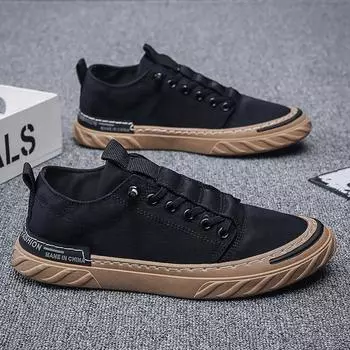 Men 2025 Spring New Breathable Old Beijing Cloth Shoes All Casual Canvas Board Shoes 40 чёрный