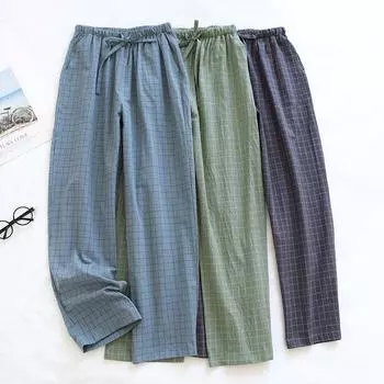 Men and Women s Homewear Spring and Fall Sleeping Pants Couple Pants Thin Section Plaid Home Pants Casual Soft XXL зелёный