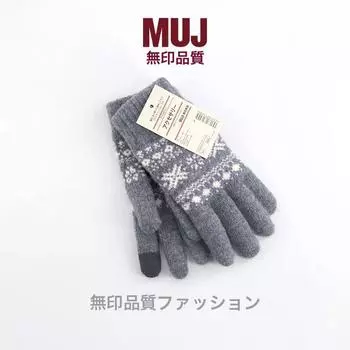 Men and Women s Japanese Muj Non-Printed Gloves, Touch Screen Knitted Gloves, Fleece-Lined Warm Mittens Gray One size