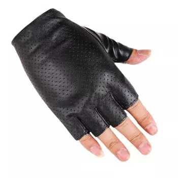 Men and Women Three stringed Half Finger Leather Gloves Outdoor Street Dance PU Leather Nightclub Women Perform Dance Dance Gloves One size