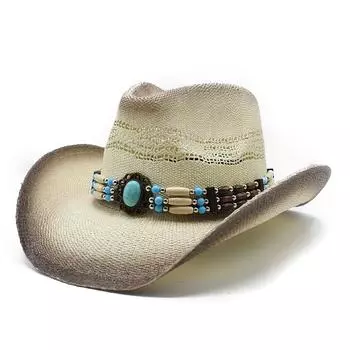 Мужская и женская соломенная шляпа в стиле вестерн-ковбой, пляжная шляпа от солнца, солнцезащитная шляпа M56-58cm