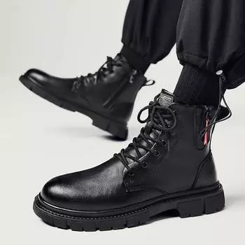 men ankle boots lace up Fashion leather plush warm Boot Men Work Shoes Trendy Designer Winter Men s snow Boots men Casual Shoes 7